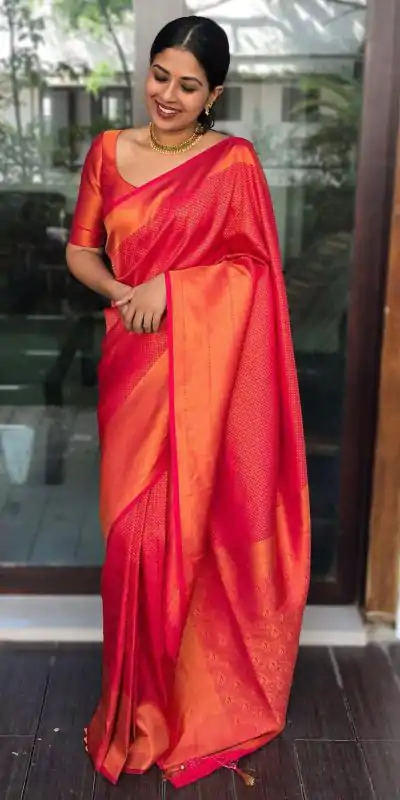 KP 4040 Red Soft Lichi Silk Saree Perfect for Wedding, Party, Ethnic Day, Raksha Bandhan, Temple Visit – . Exclusive Offer ₹1299. Delivery 4-6 Working D | Creative Sarees, Embroidered Sarees, Bollywood Sarees, Designer Sarees, Ethnic Saree, Modern Digital sarees, Party Wear Sarees, Sarees