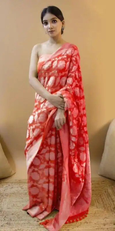 KP 1073 Red Soft Lichi Silk Saree Perfect for Wedding, Party, Sangeet, Ethnic Day, Festival Celebrations Get it for ₹1399. Delivery 4-6 Working Da | Embroidered Sarees, Bollywood Sarees, Creative Sarees, Designer Sarees, Ethnic Saree, Modern Digital sarees, Party Wear Sarees, Sarees