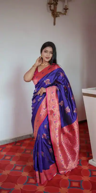 MB Paithani-3 Royal Blue in Pethani Silk Zari Work & Lace Work Saree . Grab it for ₹2199. Delivery 4-6 Working Days. Shop now. | Creative Sarees, Embroidered Sarees, Bollywood Sarees, Designer Sarees, Ethnic Saree, Modern Digital sarees, Party Wear Sarees, Sarees