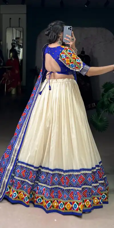 LNB 1735 Royal Blue in Tasar Silk Mirror Work & Gamthi Work Lehenga Choli . Get it for ₹2999. Delivery 4-6 Working Days. Shop now. | Creative Lehenga, Bollywood Lehenga, Designer Lehenga, Embroidered Lehenga, Lehenga, Party Wear Lehenga