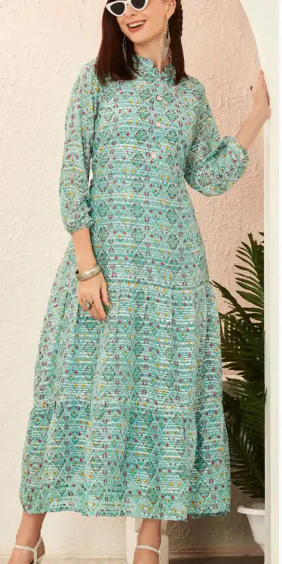 INLI BLOSSOM 2.0 Sea Green Georgette print Gown Perfect for Wedding, Party, Ganesh Chaturthi, Bridal Wear, Durga Puja . Get it for ₹1499. Delivery 4-6 Days | Bollywood Gowns, Creative Gowns, Designer Gowns, Embroidered Gowns, Gowns, Party Wear Gowns