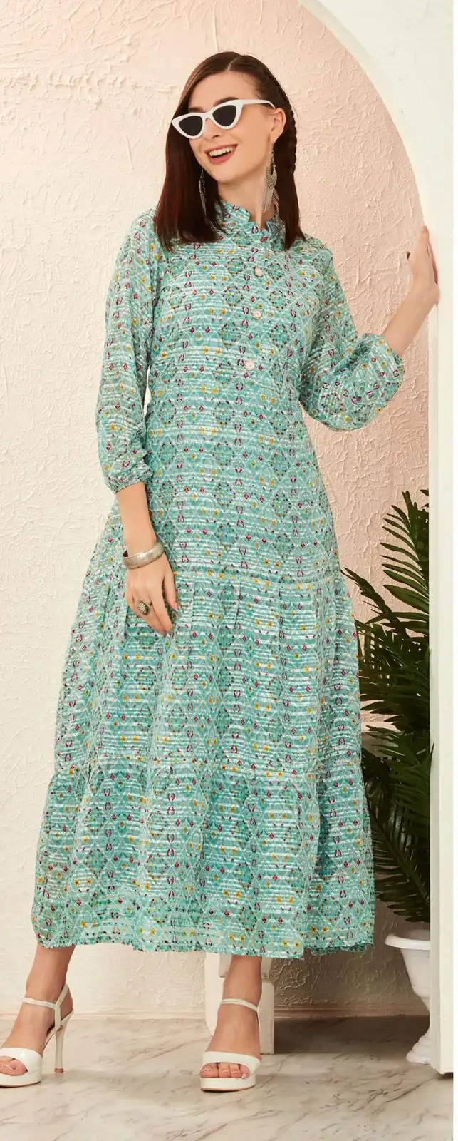 INLI BLOSSOM 2.0 Sea Green Georgette print Gown Perfect for Wedding, Party, Ganesh Chaturthi, Bridal Wear, Durga Puja . Get it for ₹1499. Delivery 4-6 Days | Bollywood Gowns, Creative Gowns, Designer Gowns, Embroidered Gowns, Gowns, Party Wear Gowns
