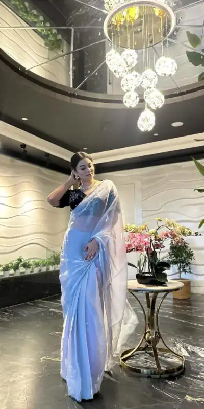 AC JIYA Silver Soft Jimmy Chuu with Lace Border & Lace Work Saree . Available at ₹3049 only. Delivery 4-6 Working Days. Shop now. | Creative Sarees, Embroidered Sarees, Bollywood Sarees, Designer Sarees, Ethnic Saree, Modern Digital sarees, Party Wear Sarees, Sarees