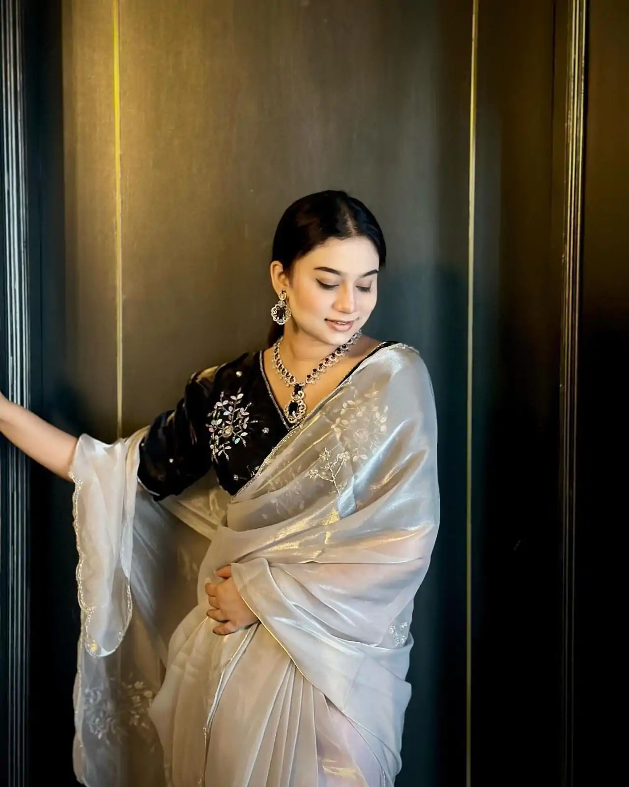 AC JIYA Silver Soft Jimmy Chuu with Lace Border & Lace Work Saree . Available at ₹3049 only. Delivery 4-6 Working Days. Shop now. | Creative Sarees, Embroidered Sarees, Bollywood Sarees, Designer Sarees, Ethnic Saree, Modern Digital sarees, Party Wear Sarees, Sarees