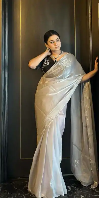 Silver Soft Jimmy Chuu Lace Border Saree