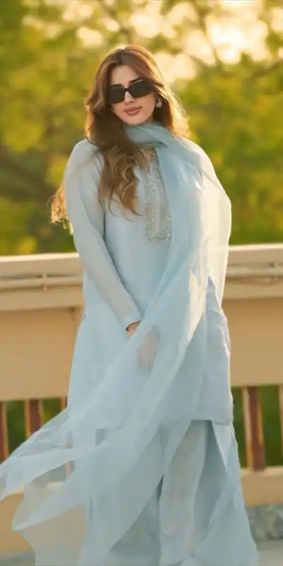 SRK 5252 Sky Blue Faux Georgette Embroidery Work & Bead Work Salwar Suit . Wedding, Party, Festive, Events, Now at just ₹1499 | Casual Suits, Jump Suits, Creative suits, Designer Suits, Palazzo Suits, Party Wear Suits, Patiala Suits, Salwar suit, Straight Suits