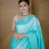 Sky Blue Lichi Silk Jacquard Saree