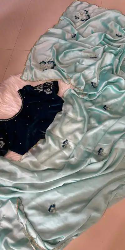 Sky Blue Rangoli Silk Lace Resham Work Saree