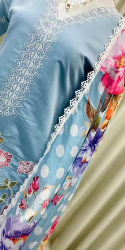 BE 373 Sky Blue Roman Silk Embroidery Work & Lace Work Salwar Suit in. Available at ₹2149 only. Delivery 4-6 Working Days. Shop now. | Casual Suits, Jump Suits, Creative suits, Designer Suits, Palazzo Suits, Party Wear Suits, Patiala Suits, Salwar suit, Straight Suits