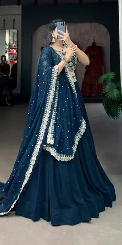 LNB 1405 Teal in Teal Georgette Sequins Work & Embroidery Work Lehenga Choli . Available at ₹3099 only. Delivery 4-6 Working Days. Shop now. | Bollywood Lehenga, Creative Lehenga, Designer Lehenga, Embroidered Lehenga, Lehenga, Party Wear Lehenga