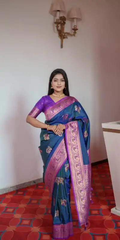 MB Paithani-3 Teal Color in Pethani Silk Zari Work & Lace Work Saree . Grab it for ₹2199. Delivery 4-6 Working Days. Shop now. | Creative Sarees, Embroidered Sarees, Bollywood Sarees, Designer Sarees, Ethnic Saree, Modern Digital sarees, Party Wear Sarees, Sarees