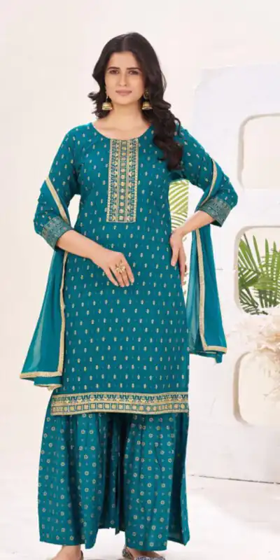 INLI Muskaan Teal in Rayon Lace Work & Embroidery Work Salwar Suit. Festive Deal ₹1949. Delivery 4-6 Working Days. Shop now. | Casual Suits, Jump Suits, Creative suits, Designer Suits, Palazzo Suits, Party Wear Suits, Patiala Suits, Salwar suit, Straight Suits