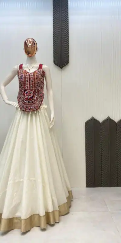 LG 652 White Bangalorey With Mirror Work & Embroidery Work Lehenga Choli . Affordable Price ₹1949. Delivery 4-6 Working Days. Shop now. | Creative Lehenga, Bollywood Lehenga, Designer Lehenga, Embroidered Lehenga, Lehenga, Party Wear Lehenga