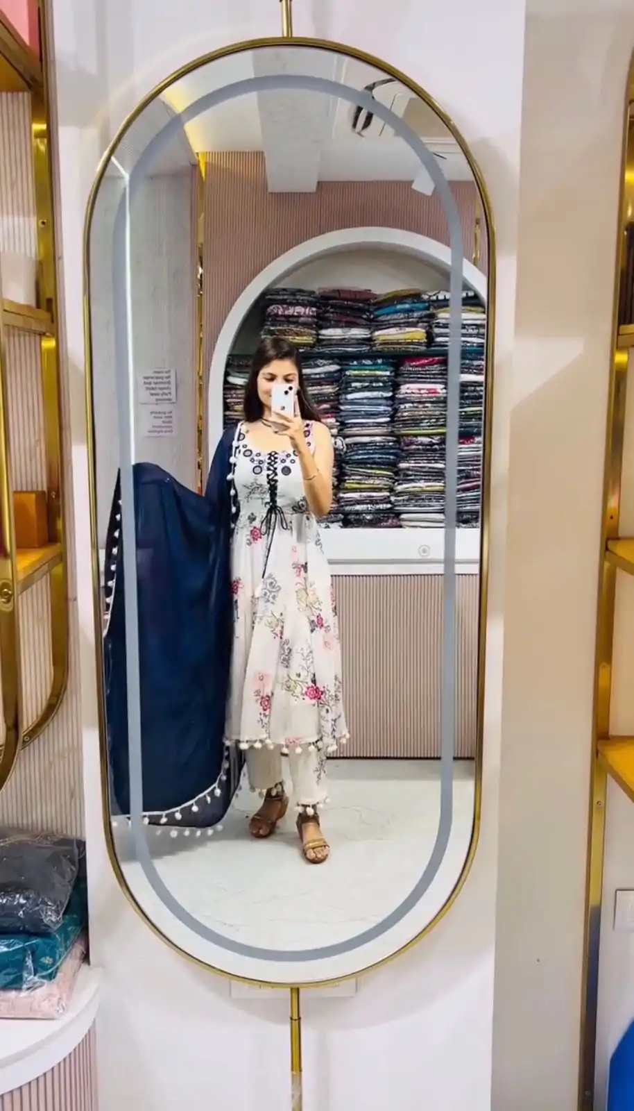 ZSR 3147 White Georgette Butti With Digital Print And Mirror Work Perfect for Wedding, Party, Engagement, Holi, Cultural Events 2099/- only | Bollywood Gowns, Creative Gowns, Designer Gowns, Embroidered Gowns, Gowns, Party Wear Gowns