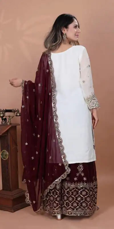ZSR 3119 White Heavy Faux Georgette With 5mm Embroidery Sequence Work With Full Sleeve Salwar Suit Wedding, Party, Festive, Events Festive Deal ₹ | Casual Suits, Jump Suits, Tops & Bottoms, Track Suits, Trendy Wear, Creative suits, Designer Suits, Palazzo Suits, Party Wear Suits, Patiala Suits, Salwar suit, Straight Suits