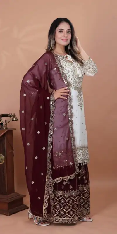 ZSR 3119 White Heavy Faux Georgette With 5mm Embroidery Sequence Work With Full Sleeve Salwar Suit Wedding, Party, Festive, Events Festive Deal ₹ | Casual Suits, Jump Suits, Tops & Bottoms, Track Suits, Trendy Wear, Creative suits, Designer Suits, Palazzo Suits, Party Wear Suits, Patiala Suits, Salwar suit, Straight Suits