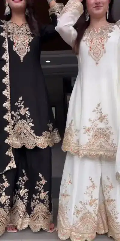 DC 109 White Havy fox Georgette with Embroidery Work & Lace Work Salwar Suit . Exclusive Offer ₹2149. Delivery 4-6 Working Days. Shop now. | Casual Suits, Jump Suits, Tops & Bottoms, Track Suits, Trendy Wear, Creative suits, Designer Suits, Palazzo Suits, Party Wear Suits, Patiala Suits, Salwar suit, Straight Suits