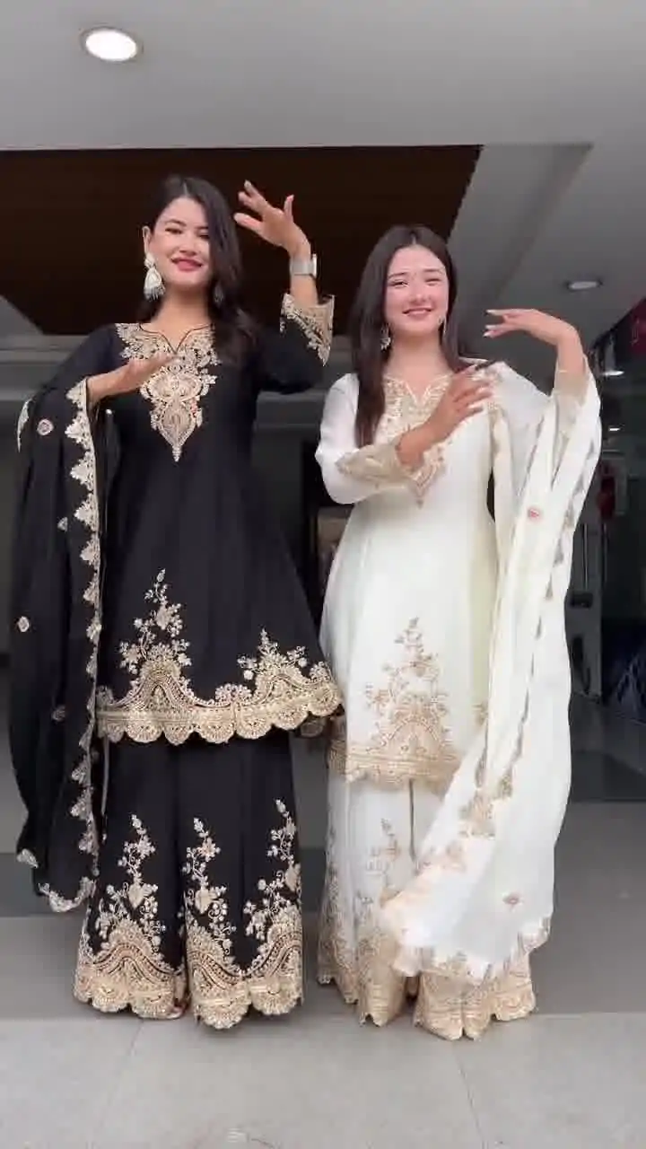 DC 109 White Havy fox Georgette with Embroidery Work & Lace Work Salwar Suit . Exclusive Offer ₹2149. Delivery 4-6 Working Days. Shop now. | Casual Suits, Jump Suits, Tops & Bottoms, Track Suits, Trendy Wear, Creative suits, Designer Suits, Palazzo Suits, Party Wear Suits, Patiala Suits, Salwar suit, Straight Suits