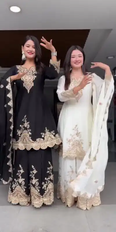 DC 109 White Havy fox Georgette with Embroidery Work & Lace Work Salwar Suit . Exclusive Offer ₹2149. Delivery 4-6 Working Days. Shop now. | Casual Suits, Jump Suits, Tops & Bottoms, Track Suits, Trendy Wear, Creative suits, Designer Suits, Palazzo Suits, Party Wear Suits, Patiala Suits, Salwar suit, Straight Suits