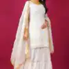 SR 1671 White Georgette Salwar Suit Perfect for Wedding, Party, Cultural Events, Temple Visit, Lohri Now at just ₹1799. Delivery 4-6 Working Days. | Casual Suits, Jump Suits, Tops & Bottoms, Track Suits, Trendy Wear, Creative suits, Designer Suits, Palazzo Suits, Party Wear Suits, Patiala Suits, Salwar suit, Straight Suits
