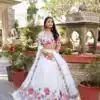 White Georgette Sequins Work Lehenga Choli