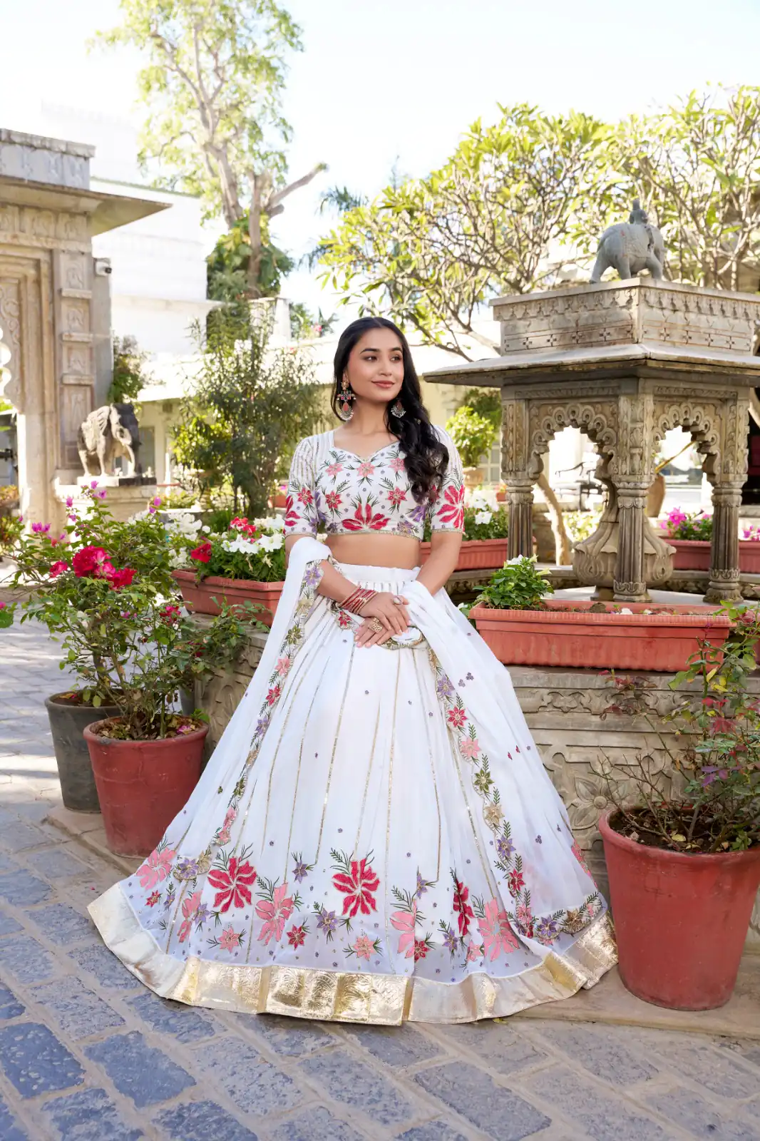 LNB 1413 White Georgette With Sequins Work & Embroidery Work Lehenga Choli . Affordable Price ₹3299. Delivery 4-6 Working Days. Shop now. | Creative Lehenga, Bollywood Lehenga, Designer Lehenga, Embroidered Lehenga, Lehenga, Party Wear Lehenga