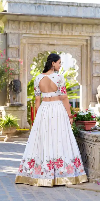 LNB 1413 White Georgette With Sequins Work & Embroidery Work Lehenga Choli . Affordable Price ₹3299. Delivery 4-6 Working Days. Shop now. | Creative Lehenga, Bollywood Lehenga, Designer Lehenga, Embroidered Lehenga, Lehenga, Party Wear Lehenga