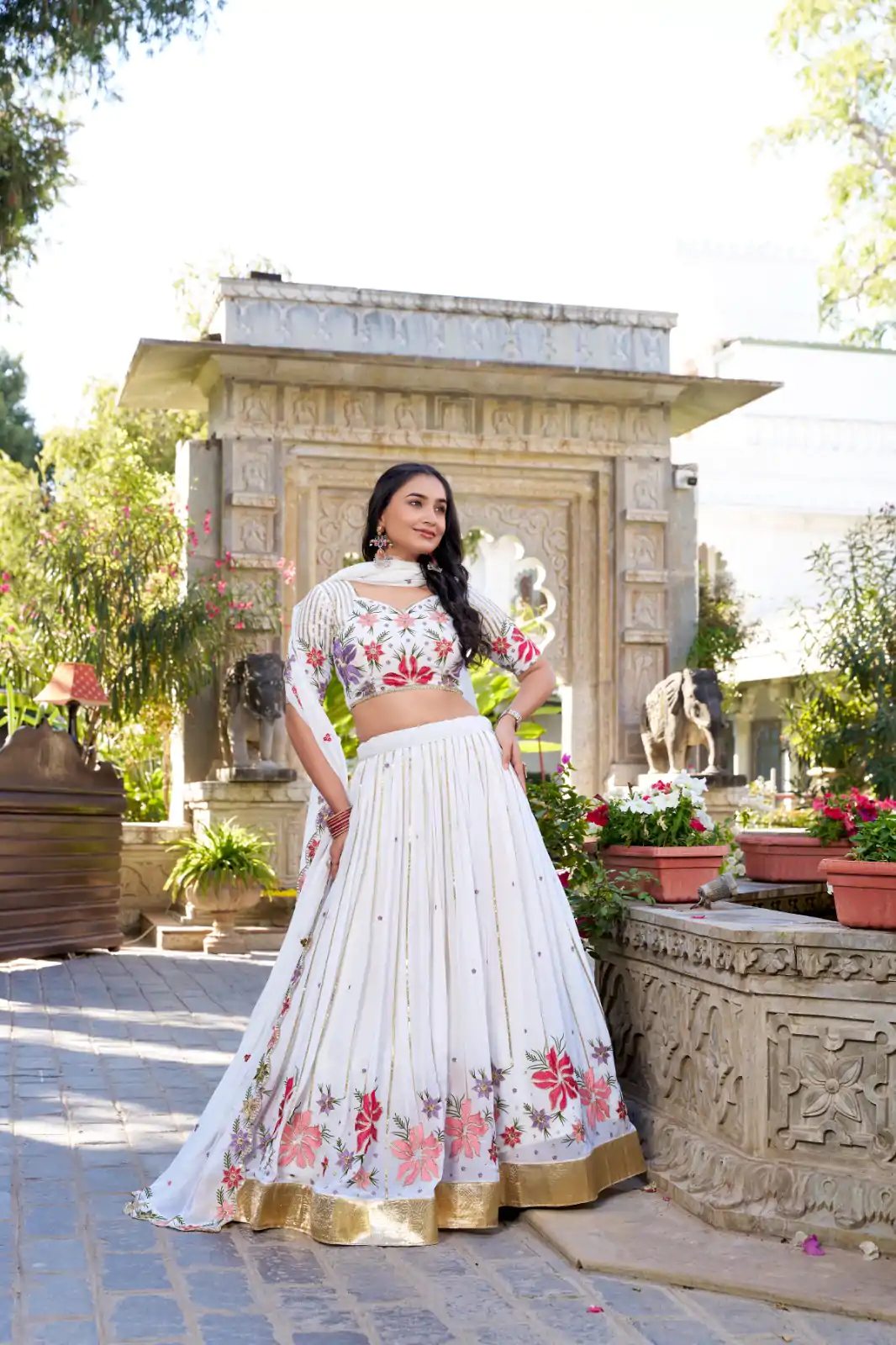 LNB 1413 White Georgette With Sequins Work & Embroidery Work Lehenga Choli . Affordable Price ₹3299. Delivery 4-6 Working Days. Shop now. | Creative Lehenga, Bollywood Lehenga, Designer Lehenga, Embroidered Lehenga, Lehenga, Party Wear Lehenga