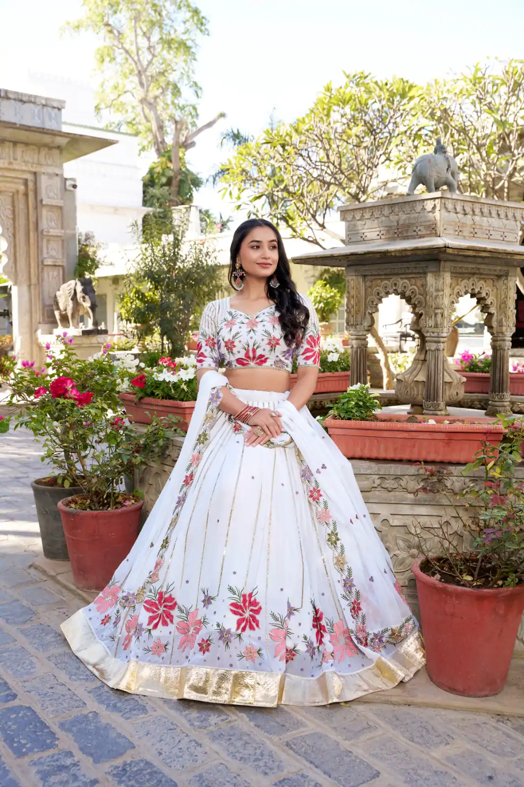 LNB 1413 White Georgette With Sequins Work & Embroidery Work Lehenga Choli . Affordable Price ₹3299. Delivery 4-6 Working Days. Shop now. | Creative Lehenga, Bollywood Lehenga, Designer Lehenga, Embroidered Lehenga, Lehenga, Party Wear Lehenga