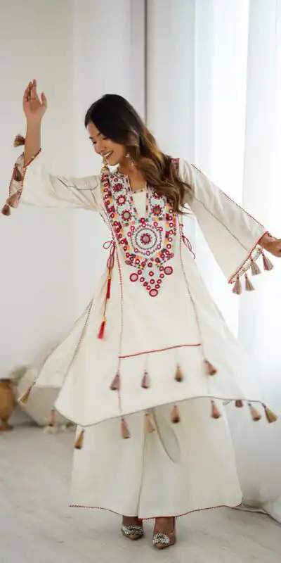 SRK 5286 White in Khadi Cotton Mirror Work & Embroidery Work Salwar Suit . Now at just ₹2099. Delivery 4-6 Working Days. Shop now. | Casual Suits, Jump Suits, Creative suits, Designer Suits, Palazzo Suits, Party Wear Suits, Patiala Suits, Salwar suit, Straight Suits