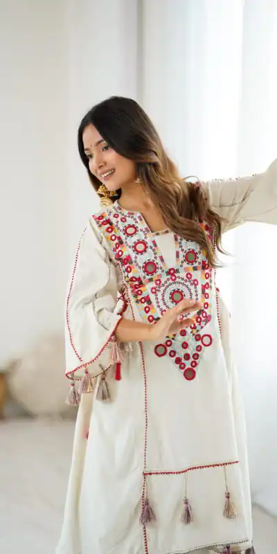 SRK 5286 White in Khadi Cotton Mirror Work & Embroidery Work Salwar Suit . Now at just ₹2099. Delivery 4-6 Working Days. Shop now. | Casual Suits, Jump Suits, Creative suits, Designer Suits, Palazzo Suits, Party Wear Suits, Patiala Suits, Salwar suit, Straight Suits