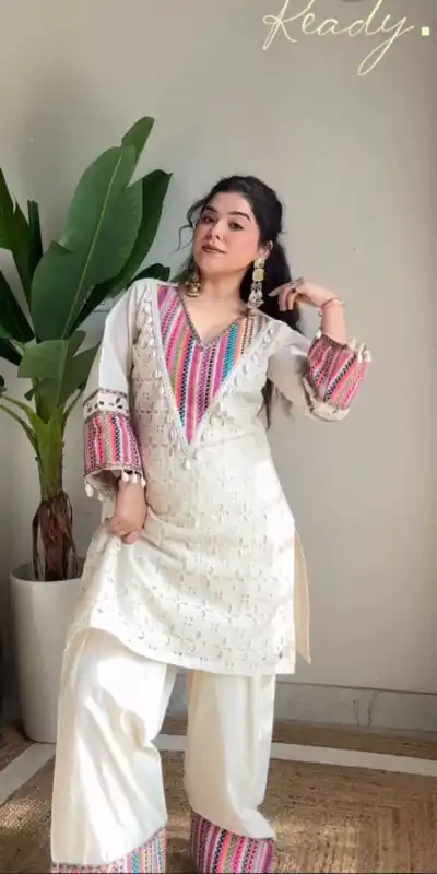 SR 1683 White Khadi Cotton with Thread Embroidery & Embroidery Work Salwar Suit just ₹1999. Delivery 4-6 Working Days. Shop now. | Casual Suits, Jump Suits, Tops & Bottoms, Track Suits, Trendy Wear, Creative suits, Designer Suits, Palazzo Suits, Party Wear Suits, Patiala Suits, Salwar suit, Straight Suits