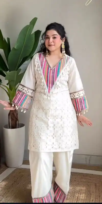 SR 1683 White Khadi Cotton with Thread Embroidery & Embroidery Work Salwar Suit just ₹1999. Delivery 4-6 Working Days. Shop now. | Casual Suits, Jump Suits, Tops & Bottoms, Track Suits, Trendy Wear, Creative suits, Designer Suits, Palazzo Suits, Party Wear Suits, Patiala Suits, Salwar suit, Straight Suits