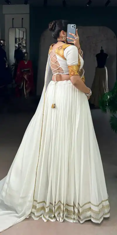 LNB 1034 White Marbel with Lace Work & Lace Border Lehenga Choli . Get it for ₹3099. Delivery 4-6 Working Days. Shop now. | Bollywood Lehenga, Creative Lehenga, Designer Lehenga, Embroidered Lehenga, Lehenga, Party Wear Lehenga