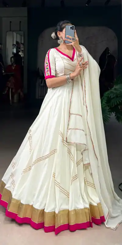 LNB 1622 White Color Rayon Embossed Design Gota Patti Lace Touch Up Lehenga Choli Wedding, Party, Festive, Events Etc. Delivery 4-6 Working Days Rs 3199 | Creative Lehenga, Bollywood Lehenga, Designer Lehenga, Embroidered Lehenga, Lehenga, Party Wear Lehenga