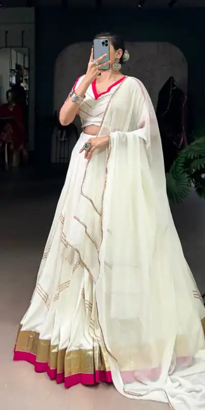 LNB 1622 White Color Rayon Embossed Design Gota Patti Lace Touch Up Lehenga Choli Wedding, Party, Festive, Events Etc. Delivery 4-6 Working Days Rs 3199 | Creative Lehenga, Bollywood Lehenga, Designer Lehenga, Embroidered Lehenga, Lehenga, Party Wear Lehenga