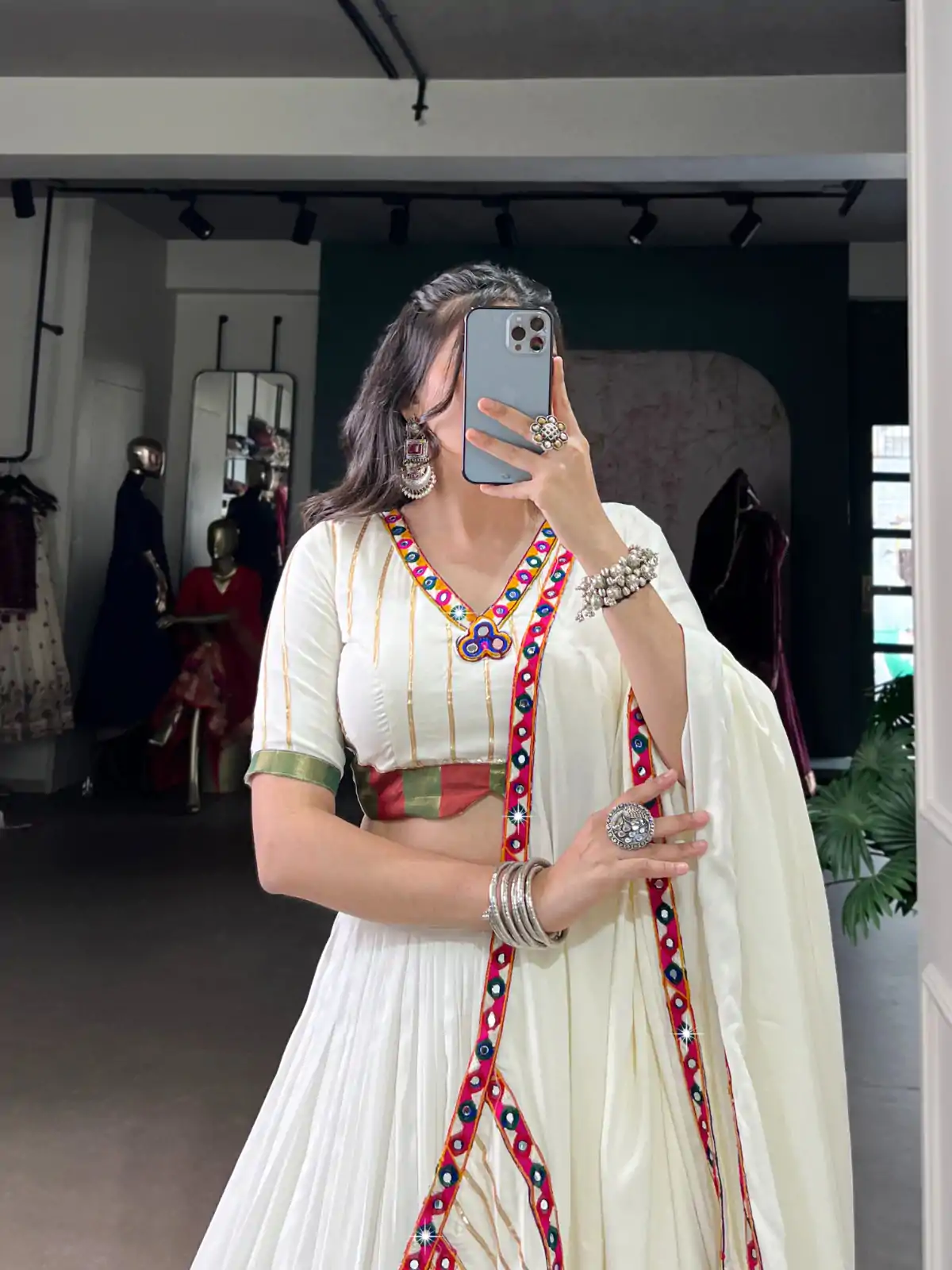 LNB 1659 White Color Pure Rayon With Mirror Work & Gamthi Work. Lehenga Choli Price ₹4199.Introductory Delivery 4-6 Working Days. Shop now. | Creative Lehenga, Bollywood Lehenga, Designer Lehenga, Embroidered Lehenga, Lehenga, Party Wear Lehenga