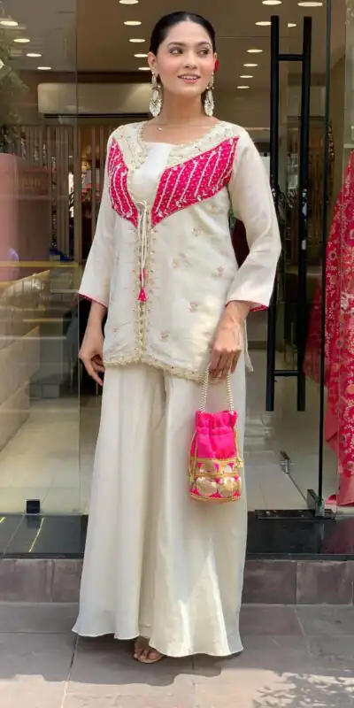 NSR 869 White Roman Silk Salwar Suit Perfect for Wedding, Party, Ethnic Day, Traditional Day, Housewarming . Now at just ₹1899. Delivery 4-6 Working | Casual Suits, Jump Suits, Tops & Bottoms, Track Suits, Trendy Wear, Creative suits, Designer Suits, Palazzo Suits, Party Wear Suits, Patiala Suits, Salwar suit, Straight Suits