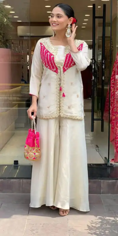 NSR 869 White Roman Silk Salwar Suit Perfect for Wedding, Party, Ethnic Day, Traditional Day, Housewarming . Now at just ₹1899. Delivery 4-6 Working | Casual Suits, Jump Suits, Tops & Bottoms, Track Suits, Trendy Wear, Creative suits, Designer Suits, Palazzo Suits, Party Wear Suits, Patiala Suits, Salwar suit, Straight Suits
