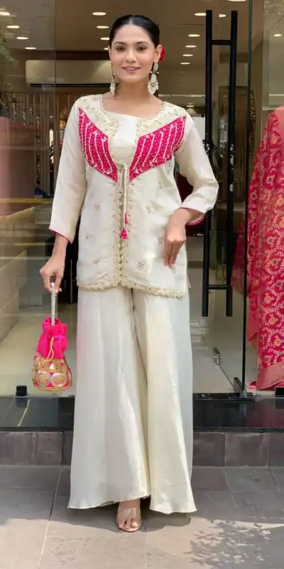 NSR 869 White Roman Silk Salwar Suit Perfect for Wedding, Party, Ethnic Day, Traditional Day, Housewarming . Now at just ₹1899. Delivery 4-6 Working | Casual Suits, Jump Suits, Tops & Bottoms, Track Suits, Trendy Wear, Creative suits, Designer Suits, Palazzo Suits, Party Wear Suits, Patiala Suits, Salwar suit, Straight Suits