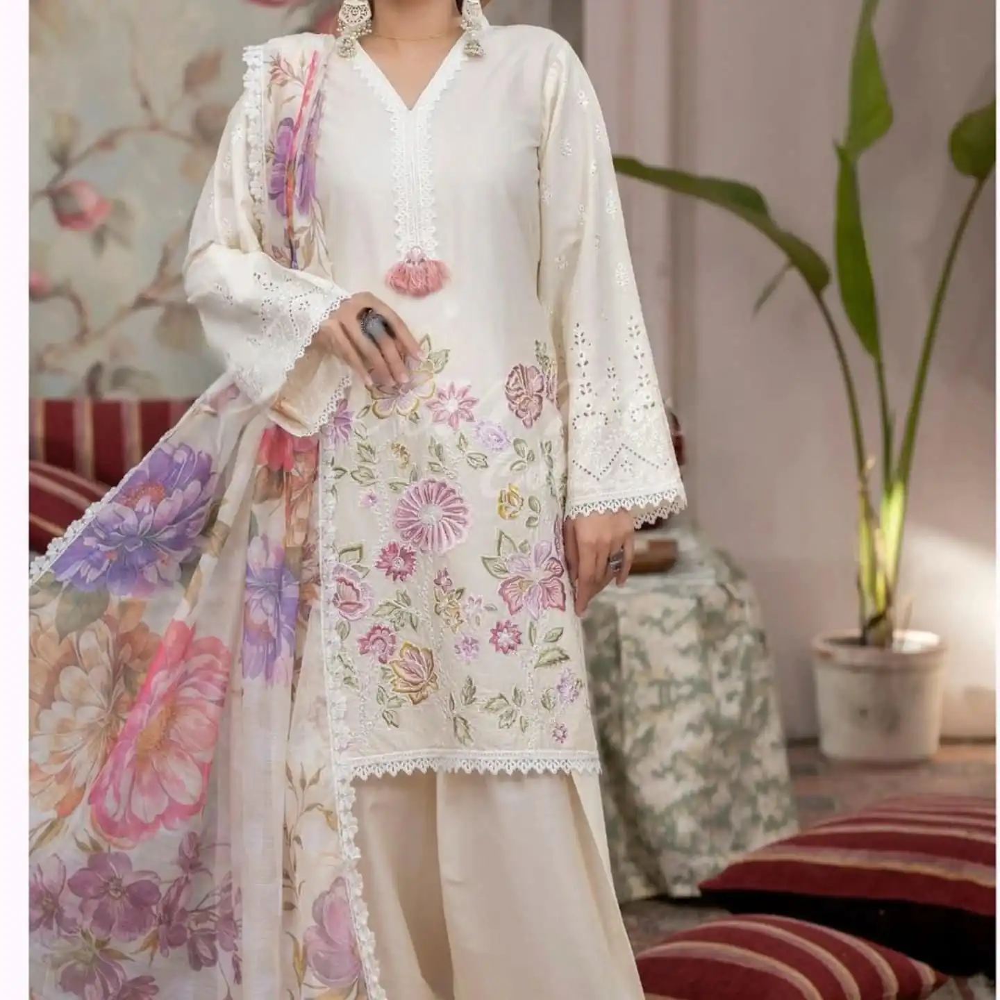 BE 373 White Roman Silk Embroidery Work & Lace Work Salwar Suit in. Available at ₹2149 only. Delivery 4-6 Working Days. Shop now. | Casual Suits, Jump Suits, Creative suits, Designer Suits, Palazzo Suits, Party Wear Suits, Patiala Suits, Salwar suit, Straight Suits