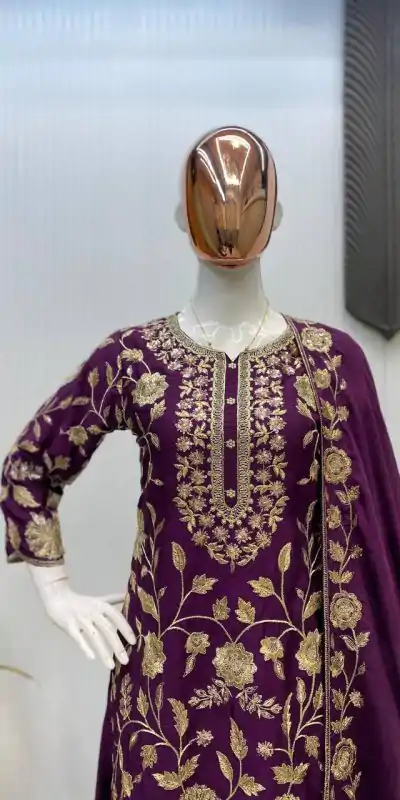 LG 1940 Wine Chinon With Lace Work & Embroidery Work Salwar Suit . Festive Deal ₹2099. Delivery 4-6 Working Days. Shop now. | Casual Suits, Jump Suits, Creative suits, Designer Suits, Palazzo Suits, Party Wear Suits, Patiala Suits, Salwar suit, Straight Suits