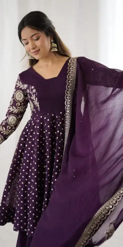 ZSR 3134 Wine Crunchy Silk Salwar Suit Perfect for Wedding, Party, Sangeet, Anniversary, Housewarming Introductory Price ₹2399. Delivery 4-6 | Casual Suits, Jump Suits, Creative suits, Designer Suits, Palazzo Suits, Party Wear Suits, Patiala Suits, Salwar suit, Straight Suits