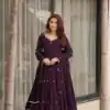 Wine Faux Georgette Embroidery Work Salwar Suit