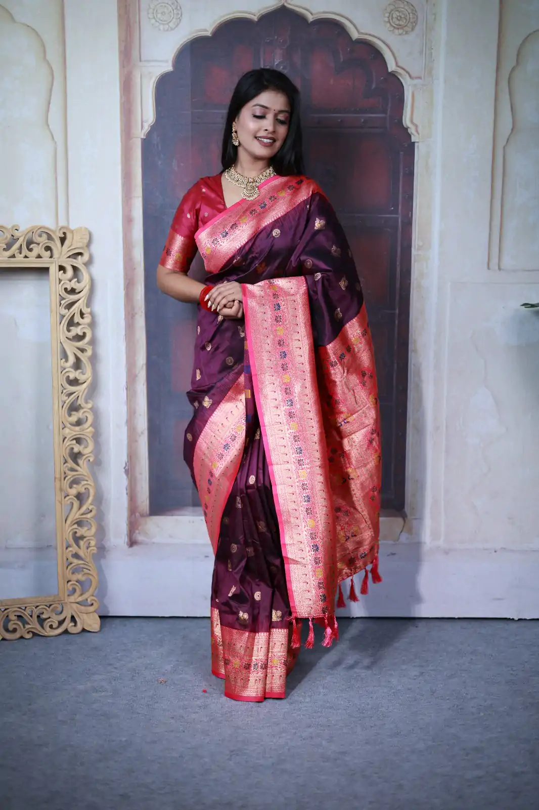 MB 18 Wine Paithani Ajanta Lotus Saree Perfect for Wedding, Party, Lohri, Durga Puja, Eid – . Get it for ₹2449. Delivery 4-6 Working Days. Shop now. | Creative Sarees, Embroidered Sarees, Bollywood Sarees, Designer Sarees, Ethnic Saree, Modern Digital sarees, Party Wear Sarees, Sarees