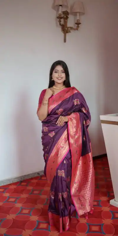 MB Paithani-3 Wine Color in Pethani Silk Zari Work & Lace Work Saree . Grab it for ₹2199. Delivery 4-6 Working Days. Shop now. | Creative Sarees, Embroidered Sarees, Bollywood Sarees, Designer Sarees, Ethnic Saree, Modern Digital sarees, Party Wear Sarees, Sarees