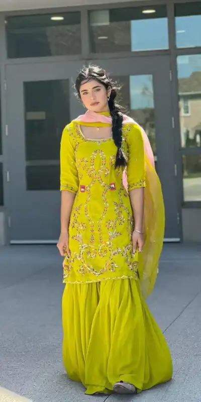LG 1997 Yellow Georgette Embroidery Work & Lace Work Salwar Suit in . Festive Deal ₹1899. Delivery 4-6 Working Days. Shop now. | Casual Suits, Jump Suits, Tops & Bottoms, Track Suits, Trendy Wear, Creative suits, Designer Suits, Palazzo Suits, Party Wear Suits, Patiala Suits, Salwar suit, Straight Suits