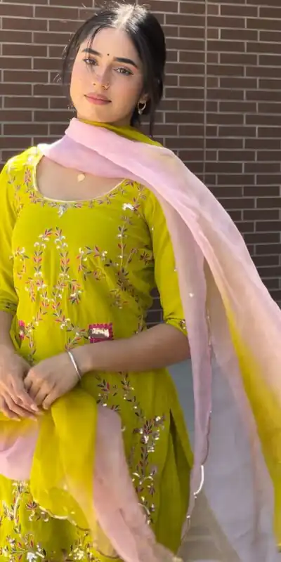 LG 1997 Yellow Georgette Embroidery Work & Lace Work Salwar Suit in . Festive Deal ₹1899. Delivery 4-6 Working Days. Shop now. | Casual Suits, Jump Suits, Tops & Bottoms, Track Suits, Trendy Wear, Creative suits, Designer Suits, Palazzo Suits, Party Wear Suits, Patiala Suits, Salwar suit, Straight Suits