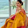 Yellow Lichi Silk Lace Border Saree