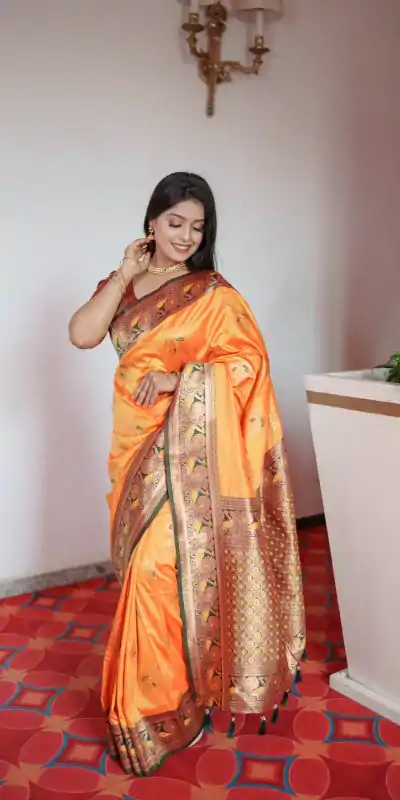 MB Paithani-3 Yellow in Pethani Silk Zari Work & Lace Work Saree . Grab it for ₹2199. Delivery 4-6 Working Days. Shop now. | Creative Sarees, Embroidered Sarees, Bollywood Sarees, Designer Sarees, Ethnic Saree, Modern Digital sarees, Party Wear Sarees, Sarees